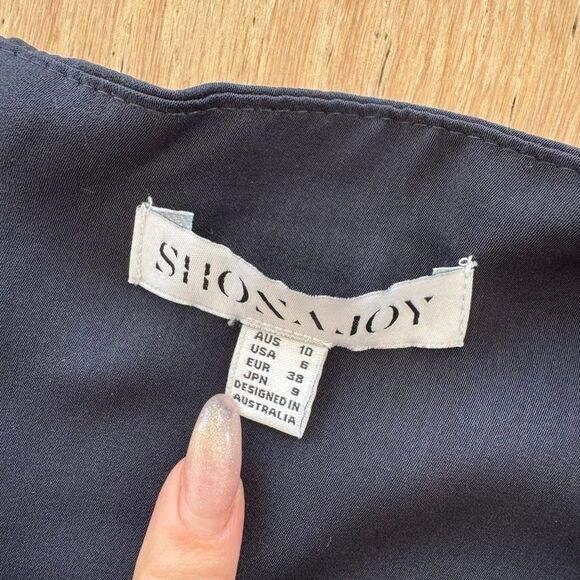 Shona Joy Core Knot Halter Neck Navy Blue Cocktail Midi Party Dress Size 6 Small - Picture 6 of 9